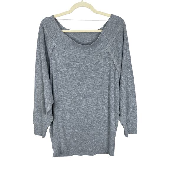 Free People Thermal Off Shoulder Henley Tunic Top Gray Women's Size Medium - Picture 1 of 12